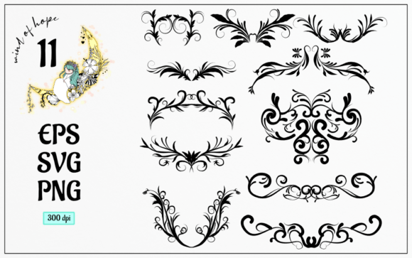 Calligraphic Swirl Border Elements