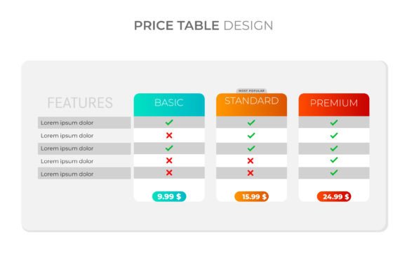 Colorful Price Tables for Better Conversions
