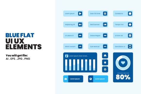 Enhancing Digital Interfaces with Blue Flat UI UX Elements