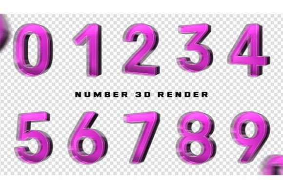 Glass Number 3D: High-Resolution PSD Renders